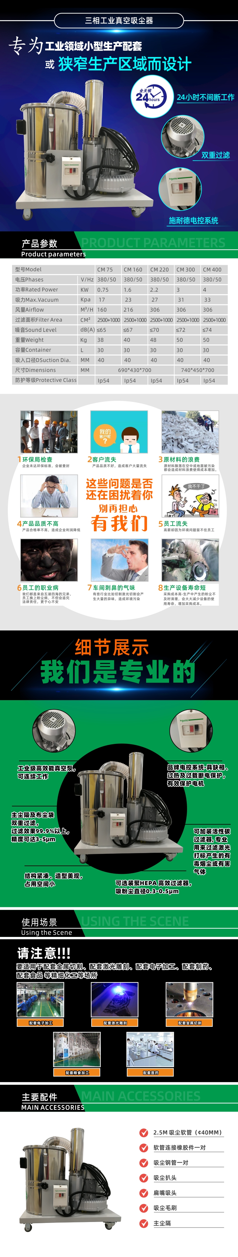 CM係列三（sān）相（xiàng）工業真空吸塵（chén）器